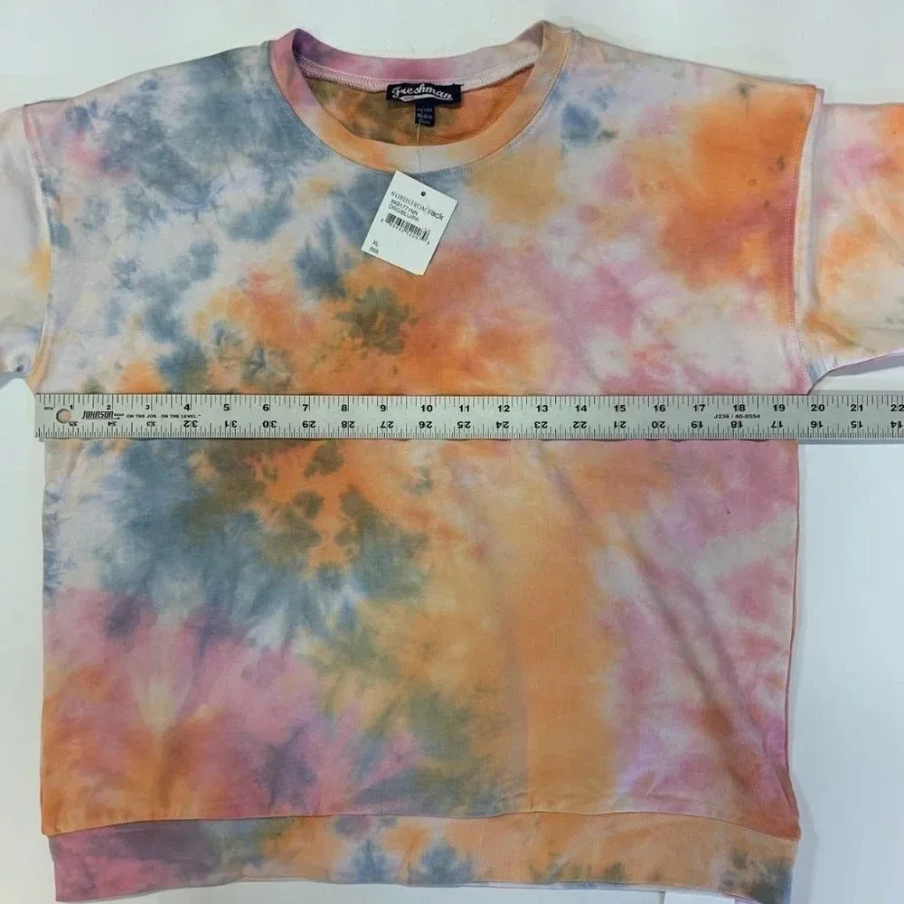 Freshman Girls Tie Dye Relaxed Cotton Short Sleeve Shirt‎ Shorts Set Size XL NWT
